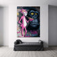Graffiti Pink Panther als Künstler mit Gorilla Wandbild