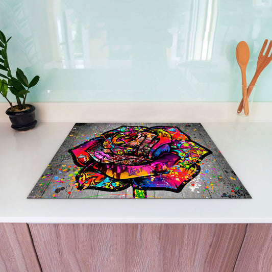 Graffiti Street Art Rose Herdabdeckplatte Induktionsschutz für Ceranfeld & Küche Deko