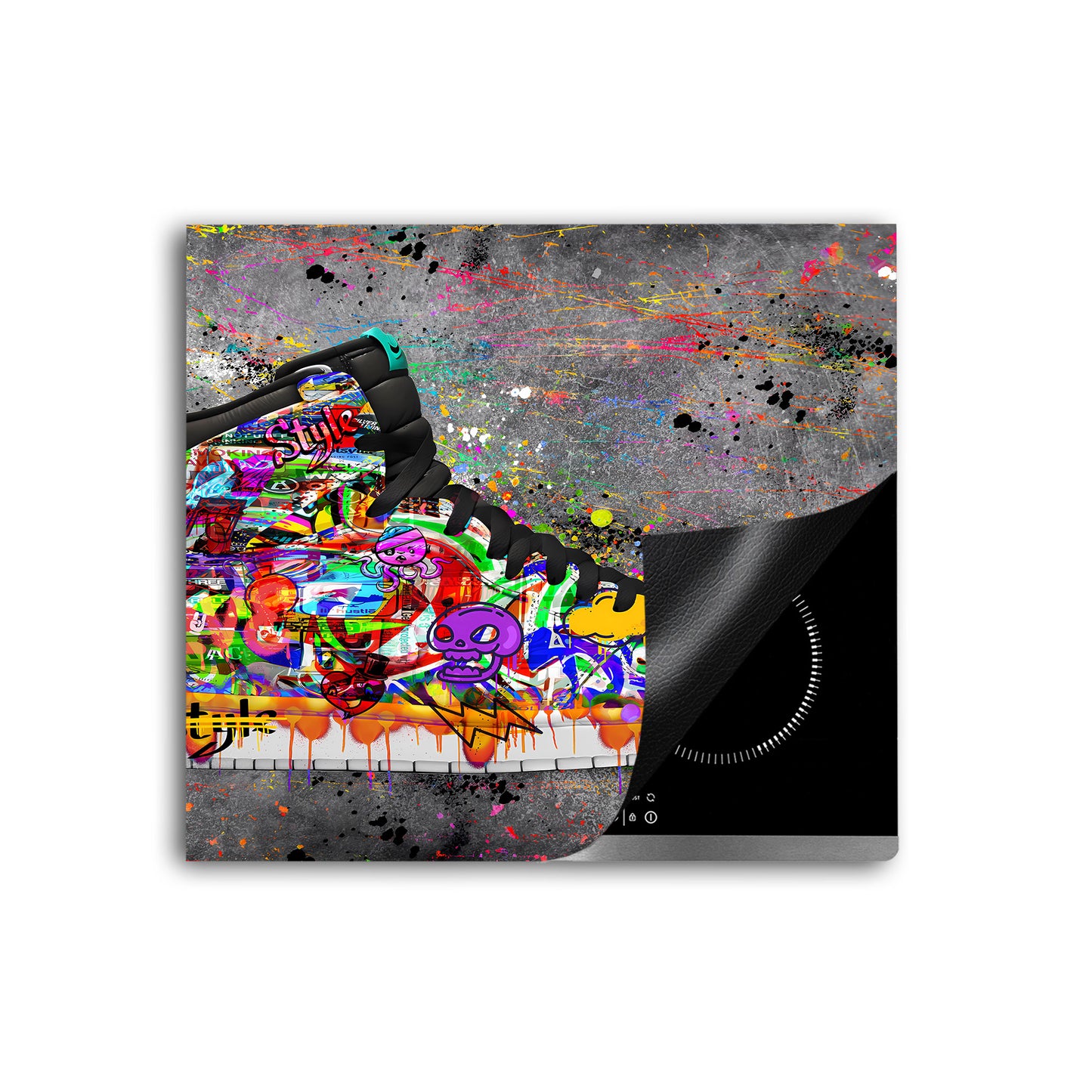 Graffiti Street Art Sneakers Vinyl Herdabdeckplatte Induktionsschutz für Ceranfeld & Küche Deko