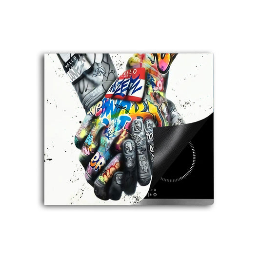 Hände Love Pop Art Herdabdeckplatte Induktionsschutz für Ceranfeld & Küche Deko