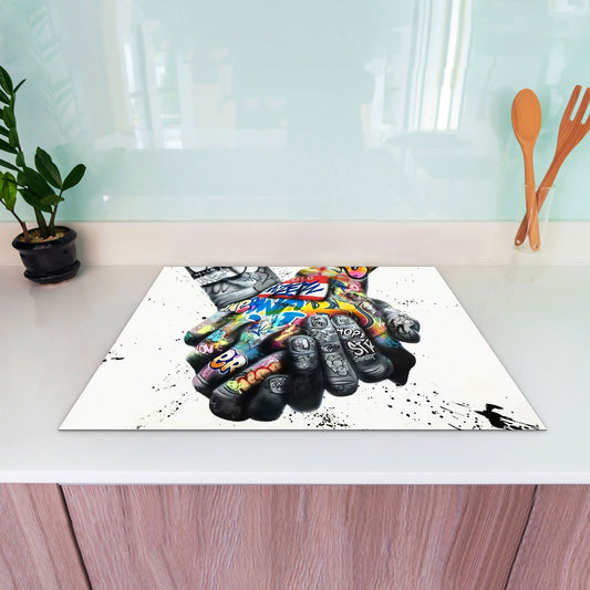 Hände Love Pop Art Herdabdeckplatte Induktionsschutz für Ceranfeld & Küche Deko