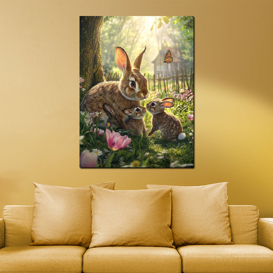 Hasen im Garten Sonnenlicht Wandbild