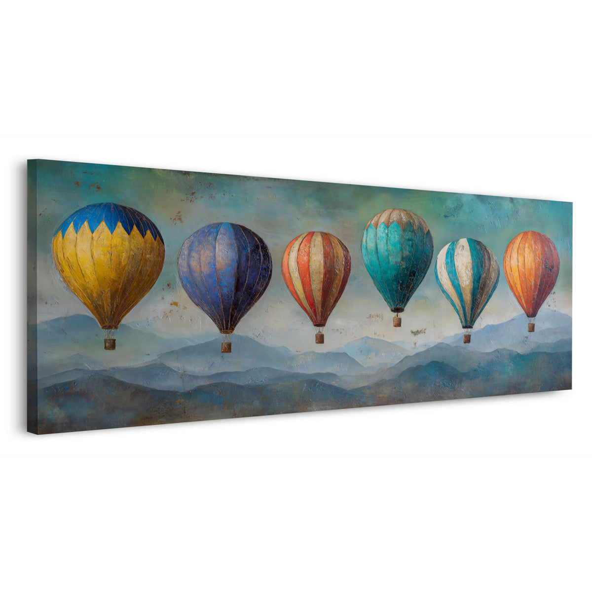 Heißluftballons im Panorama über den Bergen Wandbild