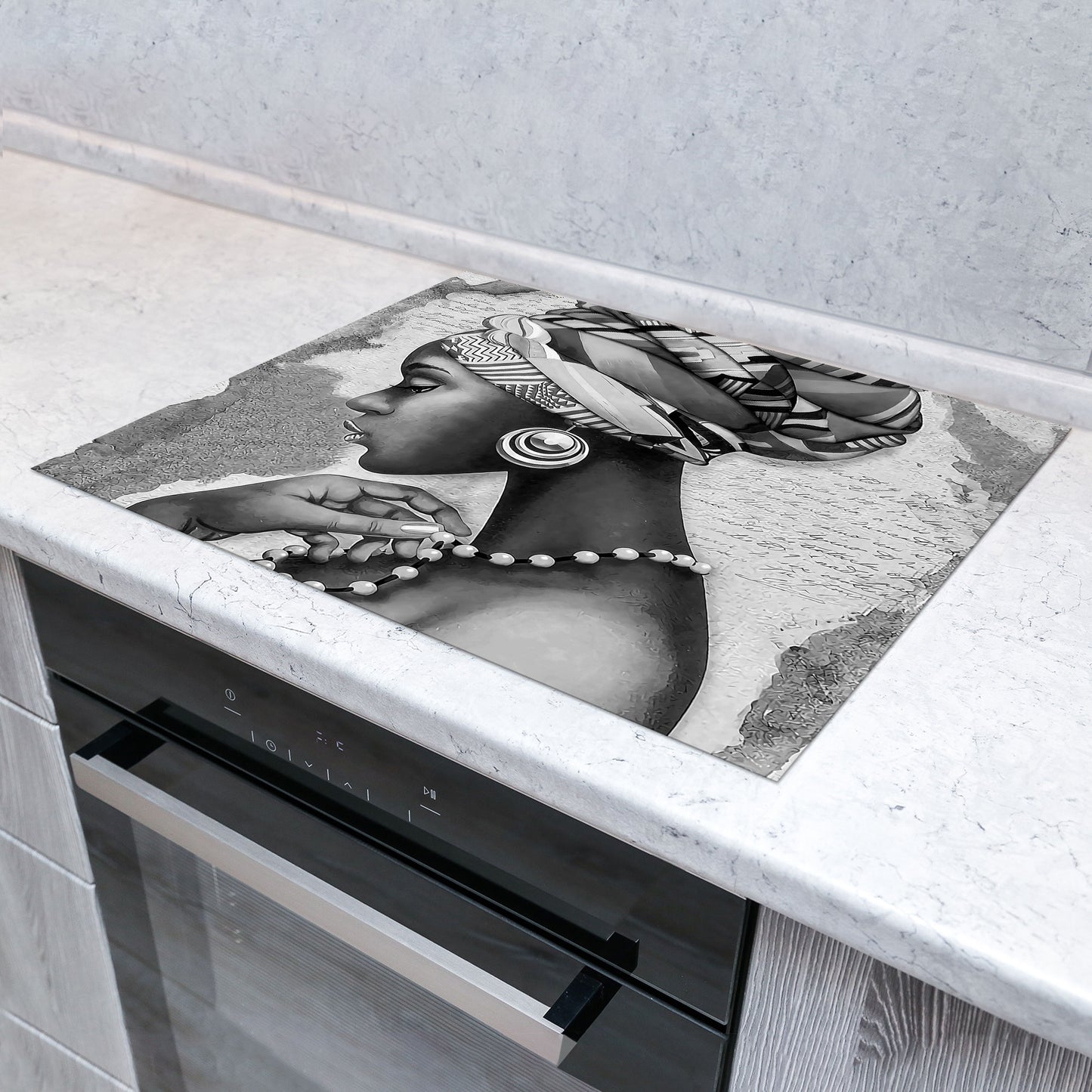 African Woman Vinyl Herdabdeckplatte Induktionsschutz für Ceranfeld & Küche Deko