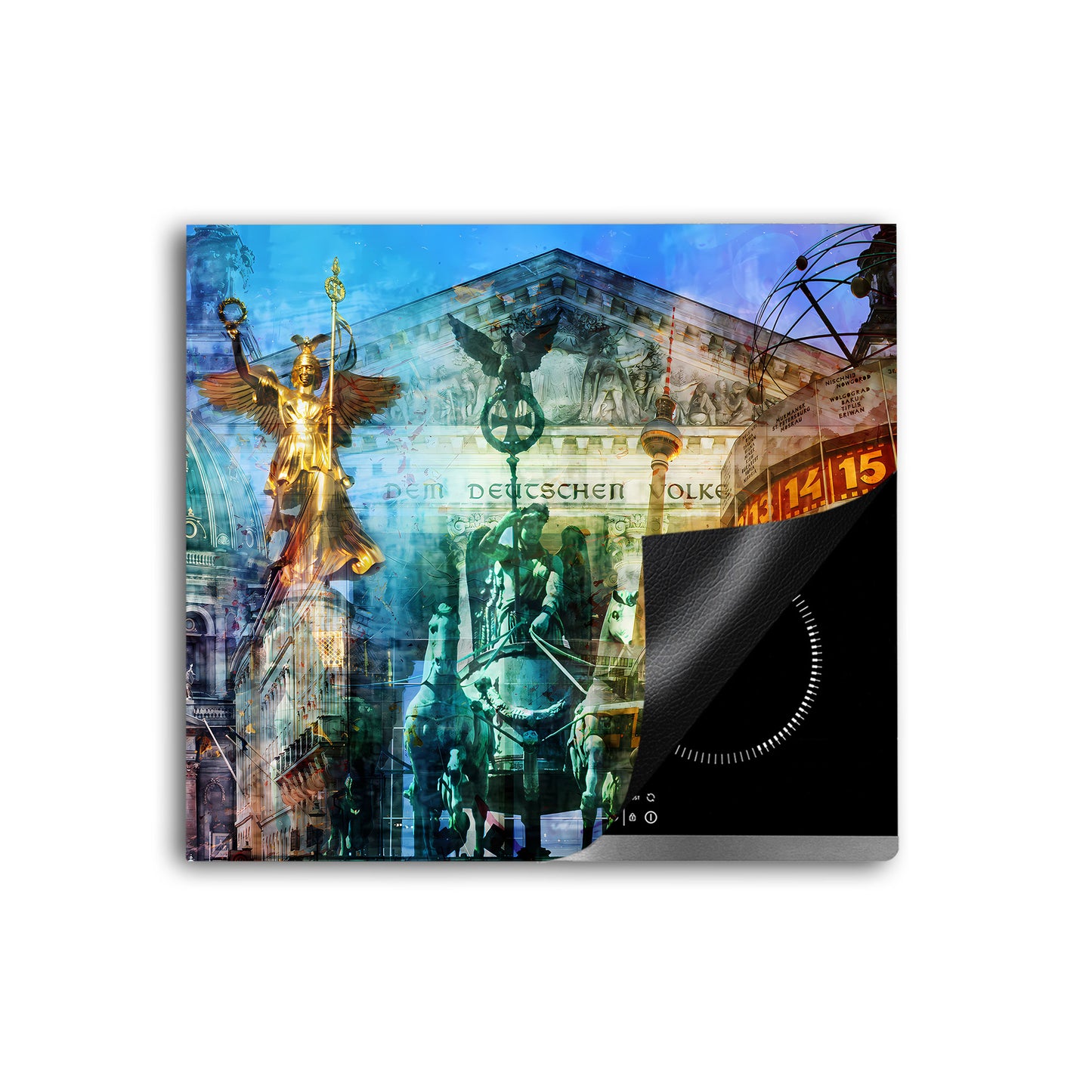 Städte Berlin Pop Art Vinyl Herdabdeckplatte Induktionsschutz für Ceranfeld & Küche Deko