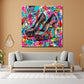 High Heels Spoil Me Pop Art Wandbild an der Wand im Raum