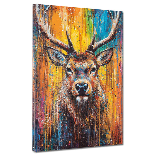 Hirsch Pop Art Bunt Wildtier Wandbild