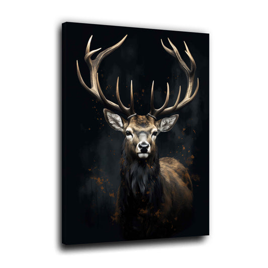 Hirsch Porträt Naturrealismus Dunkle Eleganz Wandbild