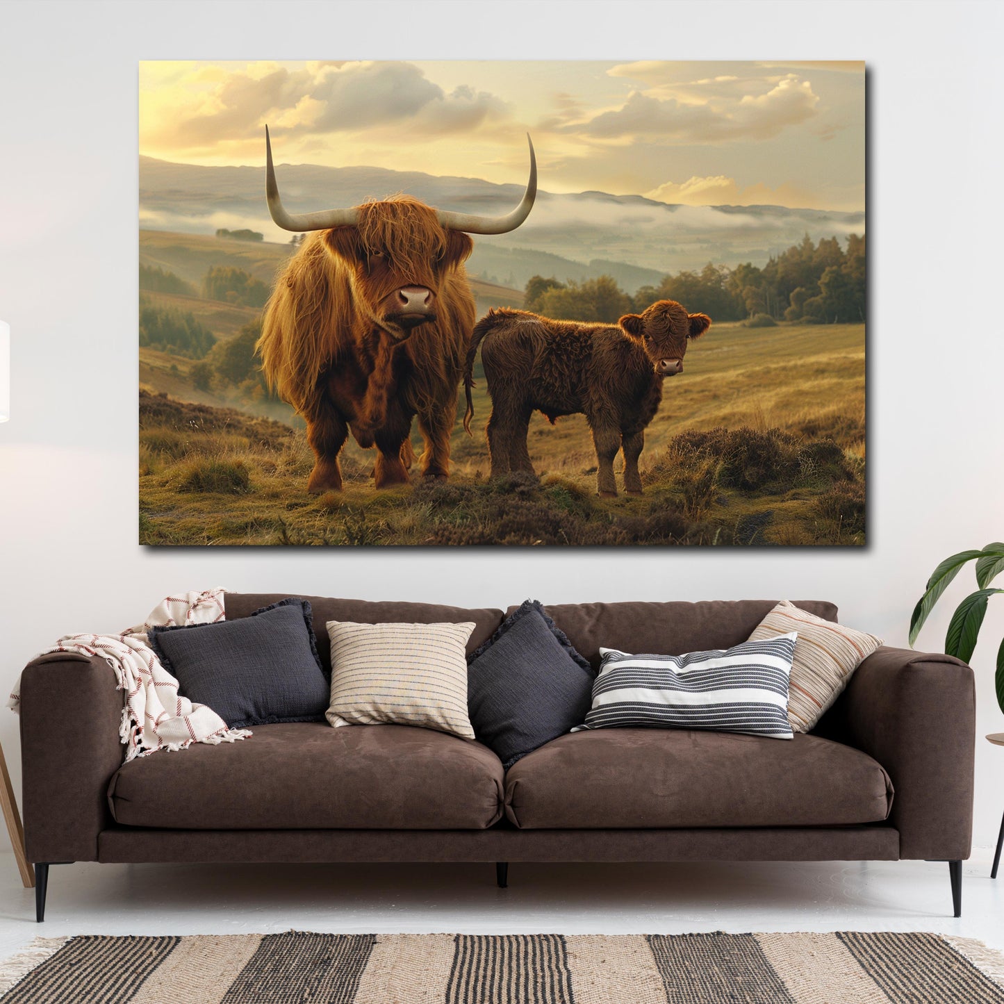 Hochlandrinder Natur Weide Berglandschaft Wandbild