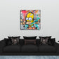 Homer mit Work Smart Schriftzug als Graffiti Comic Wandbild