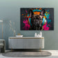 Hund mit Headphones im Street-Art-Stil in Pastelltönen Wandbild