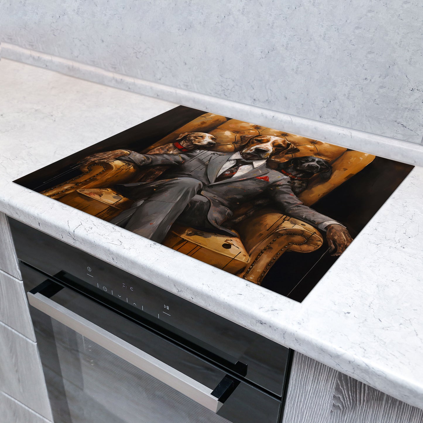 Hund im Anzug Herdabdeckplatte Induktionsschutz für Ceranfeld & Küche Deko