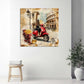 Italien Rom Vespa Frau vor Kolosseum Vintage Collage Wandbild