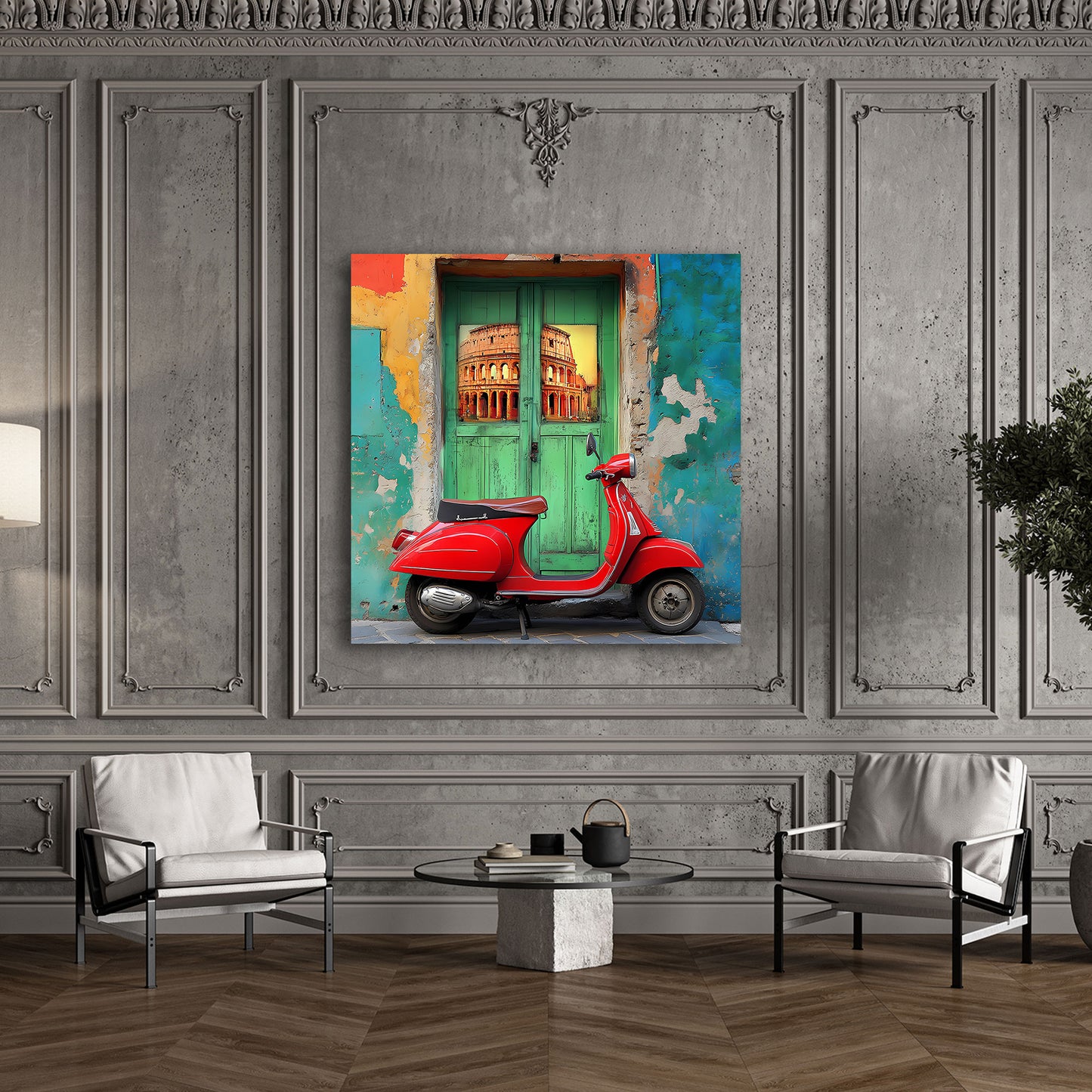 Italien Vintage Vespa Kolosseum Rom Straßenmotiv Wandbild