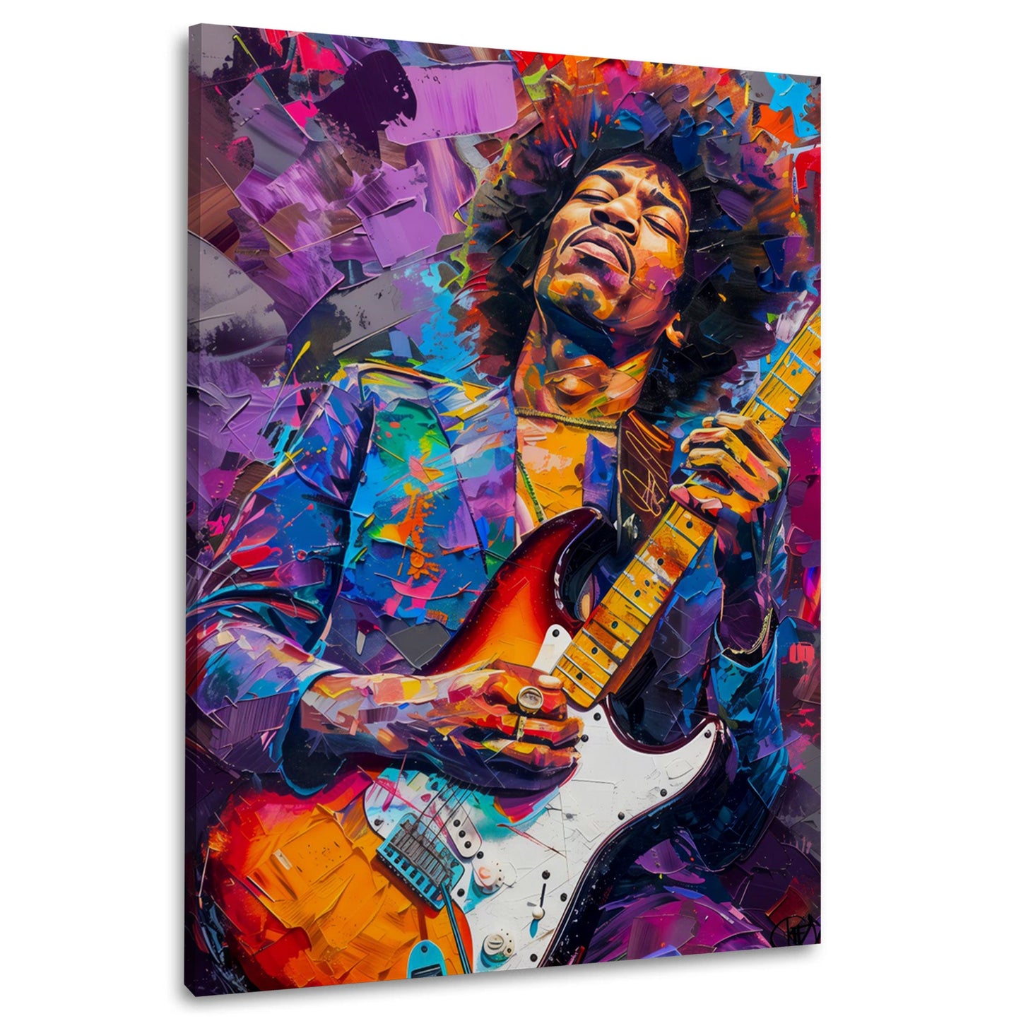 Jimi Hendrix abstrakt farbenfroh und expressiv Wandbild