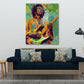 Hendrix im expressiven Graffiti-Stil Wandbild