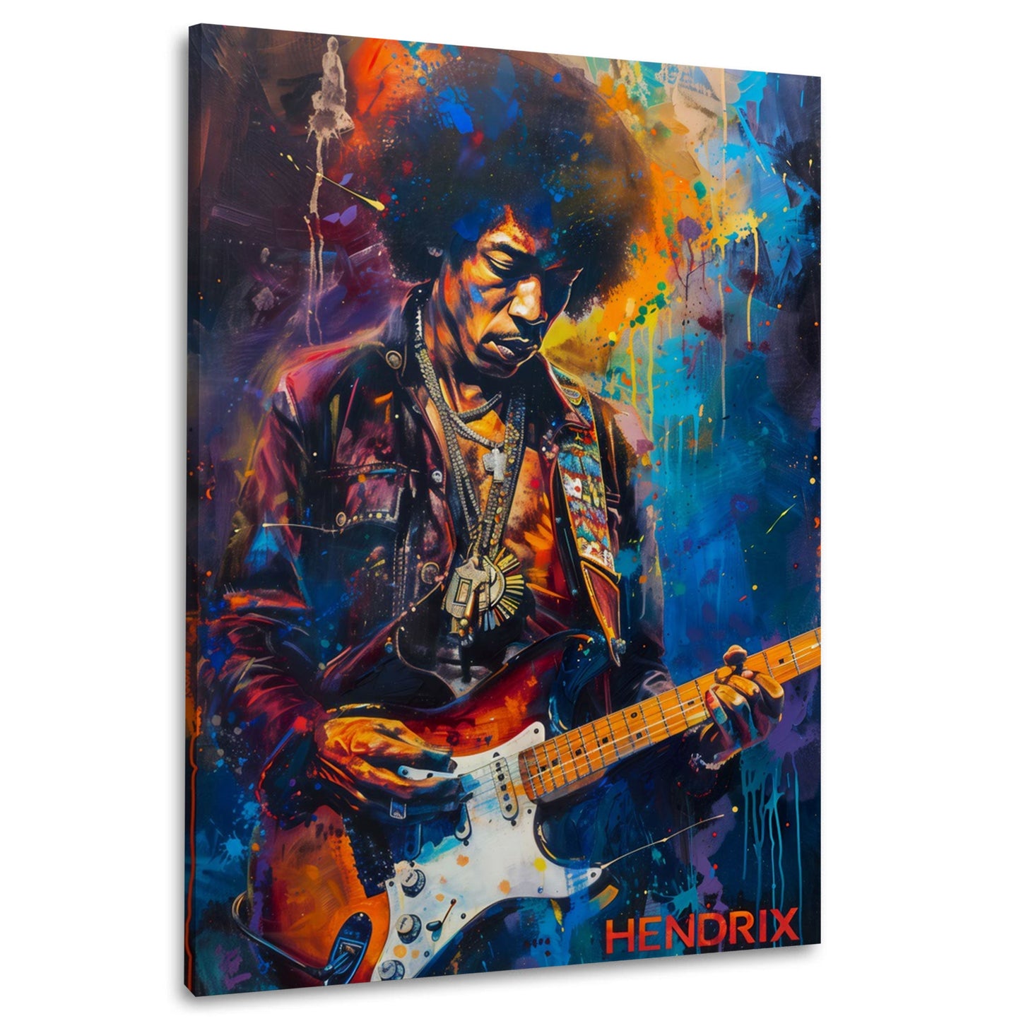 Jimi Hendrix farbenfroh und expressiv Wandbild
