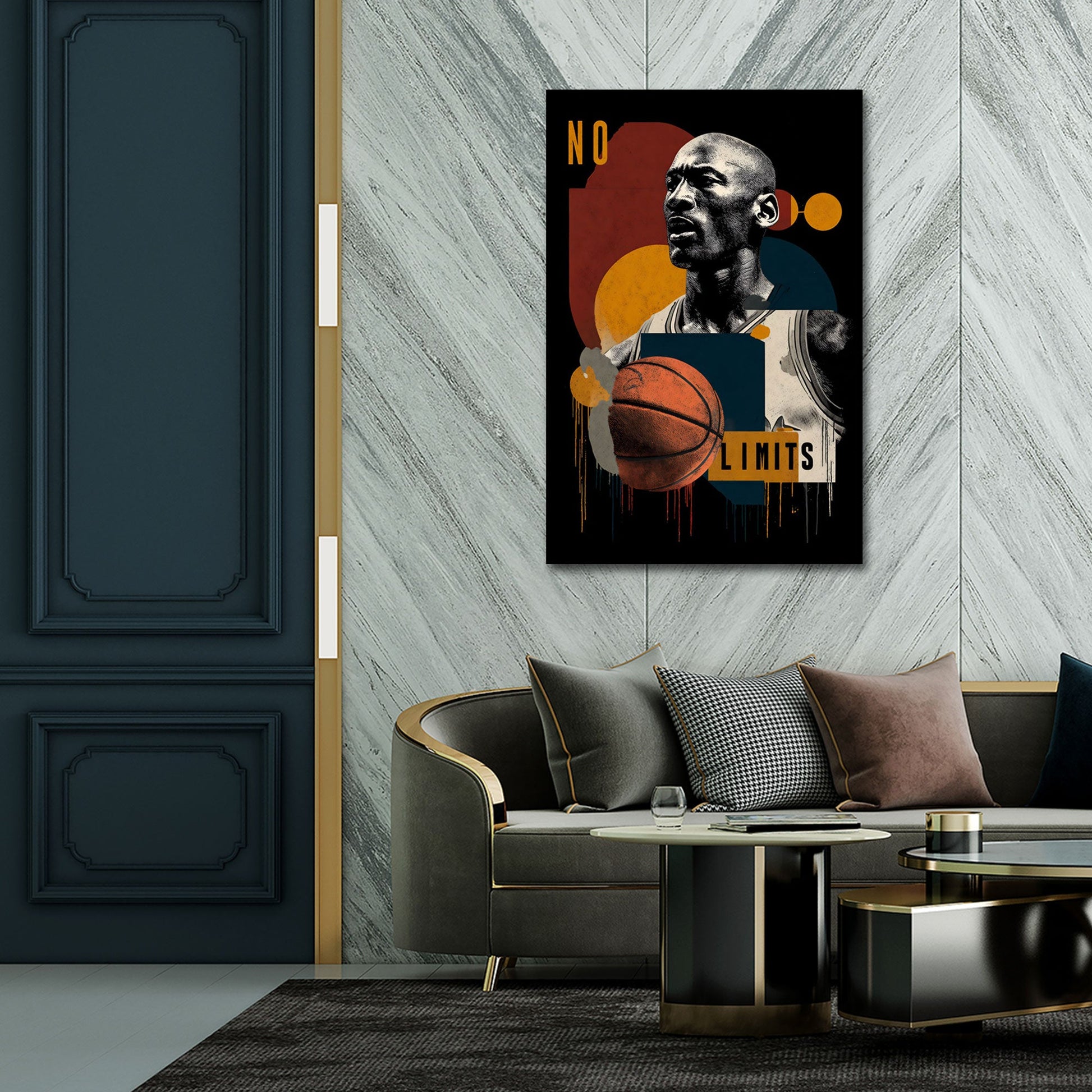 Jordan mit Basketball und grenzenloser Motivation Wandbild