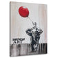 Kind sitzt auf Elefant mit rotem Ballon BANKSY-ART Wandbild