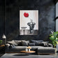 Kind sitzt auf Elefant mit rotem Ballon BANKSY-ART Wandbild