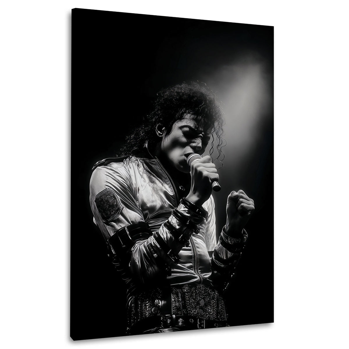 King of Pop auf der Bühne im Spotlight Schwarz-Weiß Wandbild