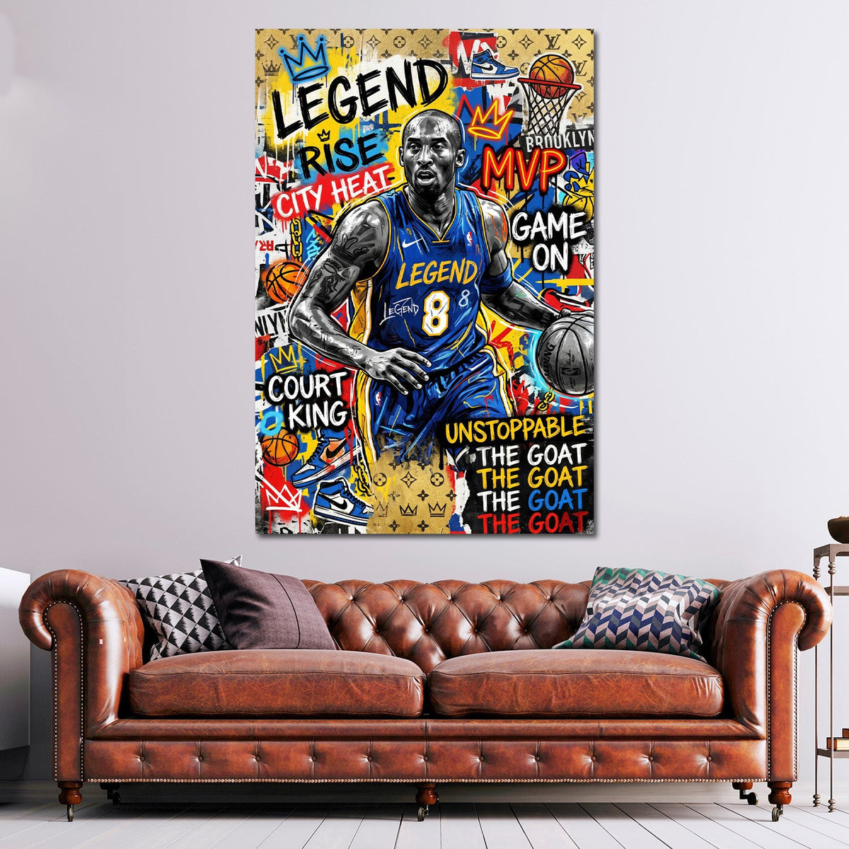 Kobe Nummer 8 als Basketball Legende Pop Art Wandbild