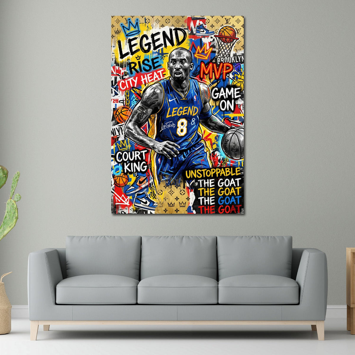 Kobe Nummer 8 als Basketball Legende Pop Art Wandbild