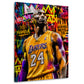 Kobe als Basketball Legende im bunten Pop Art Stil Wandbild