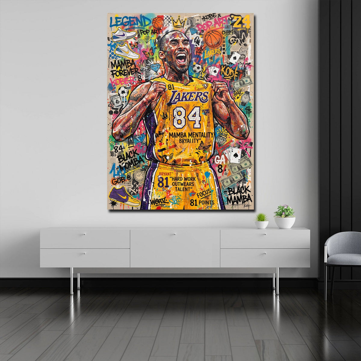 Kobe Mamba Mentality Basketball Wandbild im Wohnzimmer