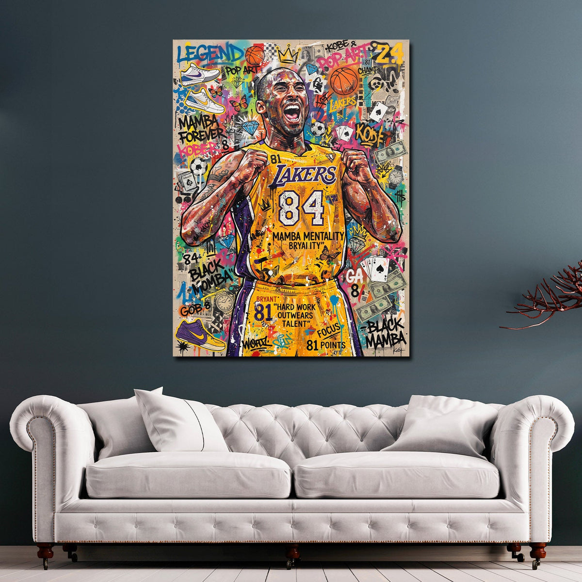 Kobe Mamba Mentality Basketball Wandbild an der Wand im Raum