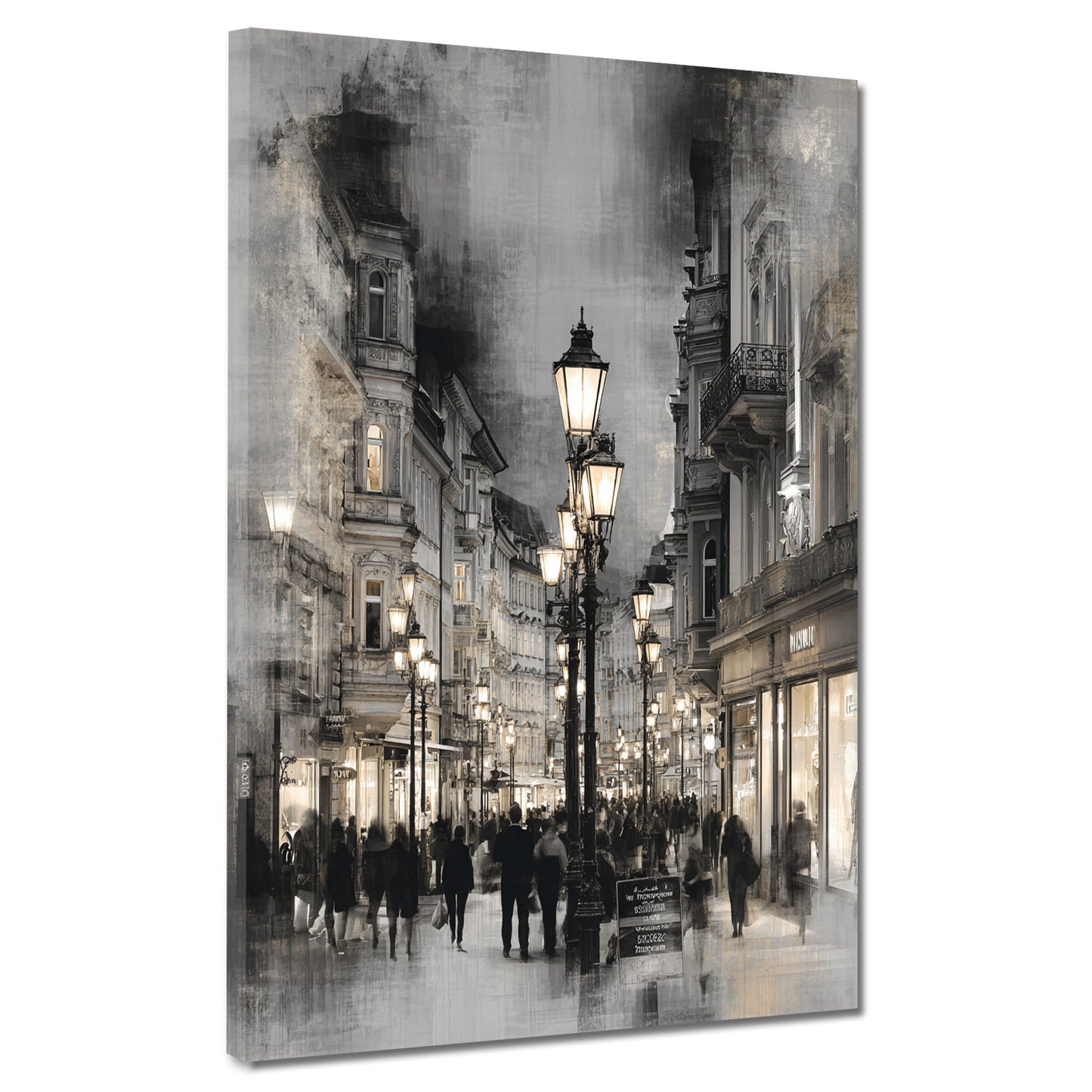 Königstraße Stuttgart Altstadt Flair Laternen schwarz weiß Wandbild