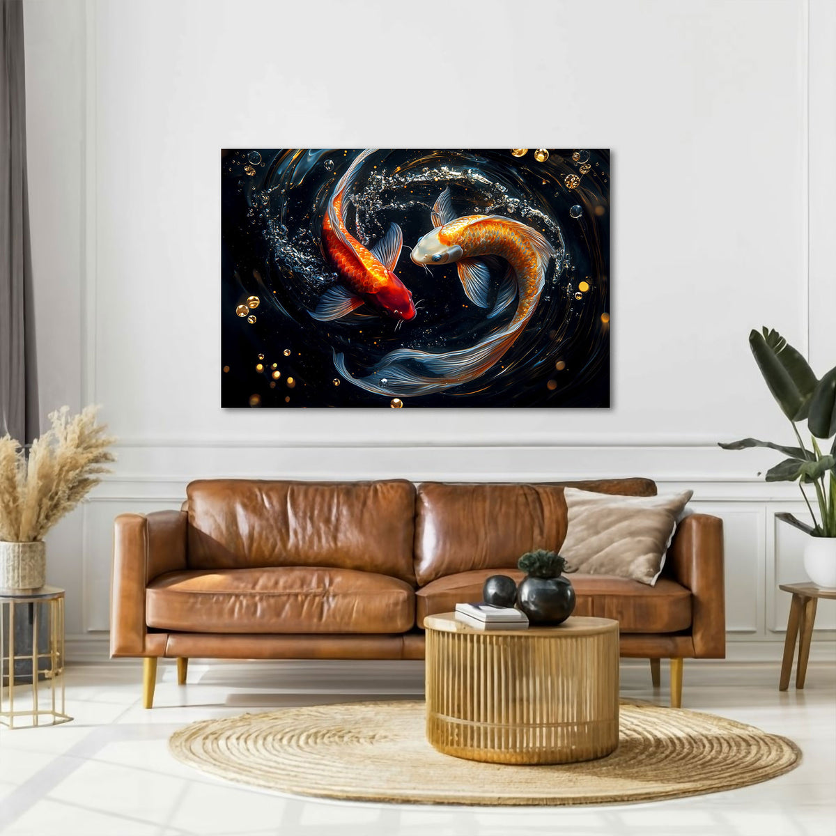Koi Fisch abstrakt mit harmonischen Tönen Wandbild