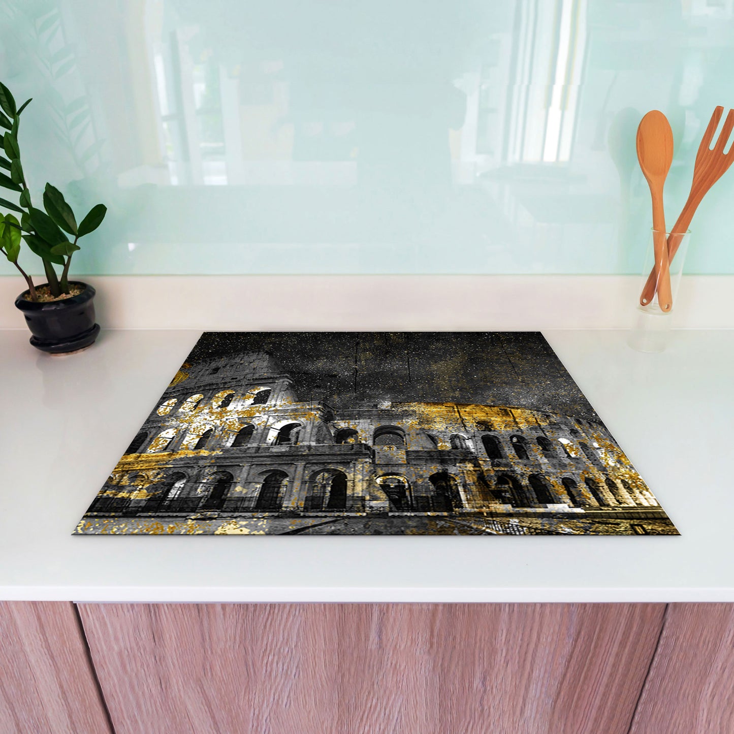 Kolosseum bei Nacht Herdabdeckplatte Induktionsschutz für Ceranfeld & Küche Deko