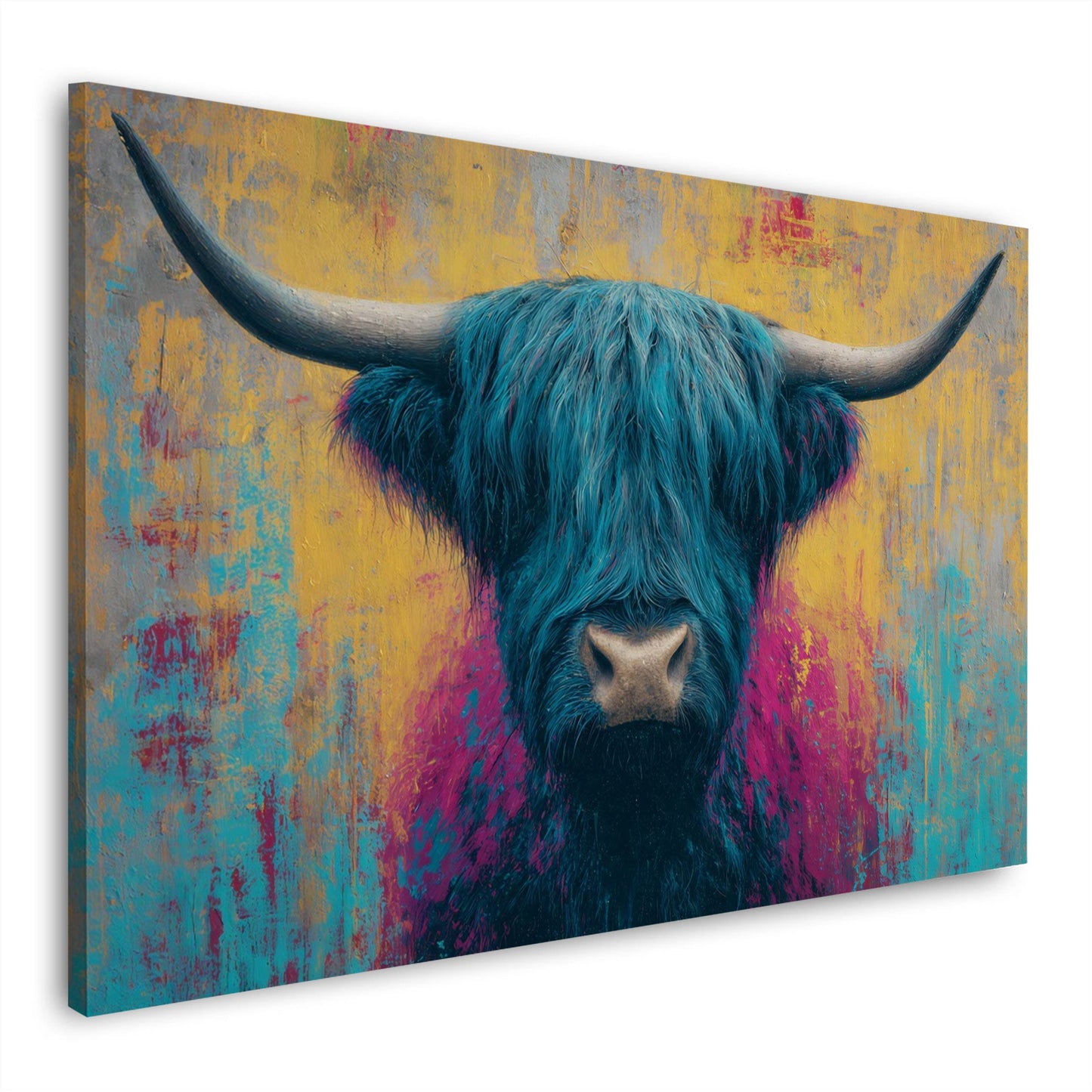 Kuh Frontalportrait farbenfroh und expressiv Wandbild