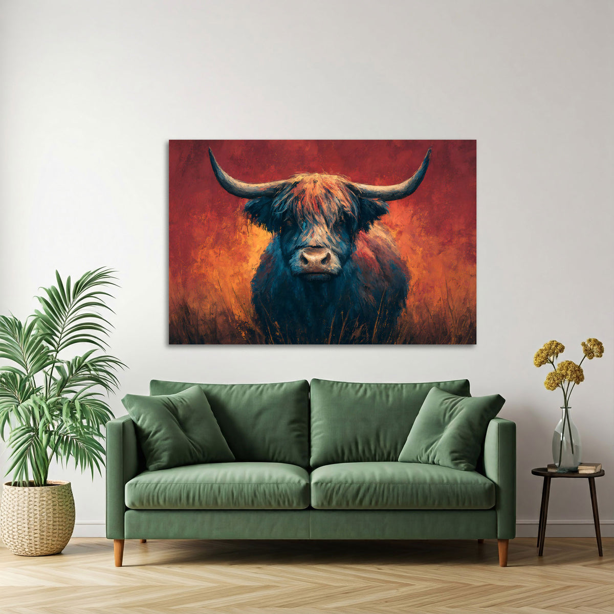 Kuh Portrait in expressiven Pastelltönen als Wandbild