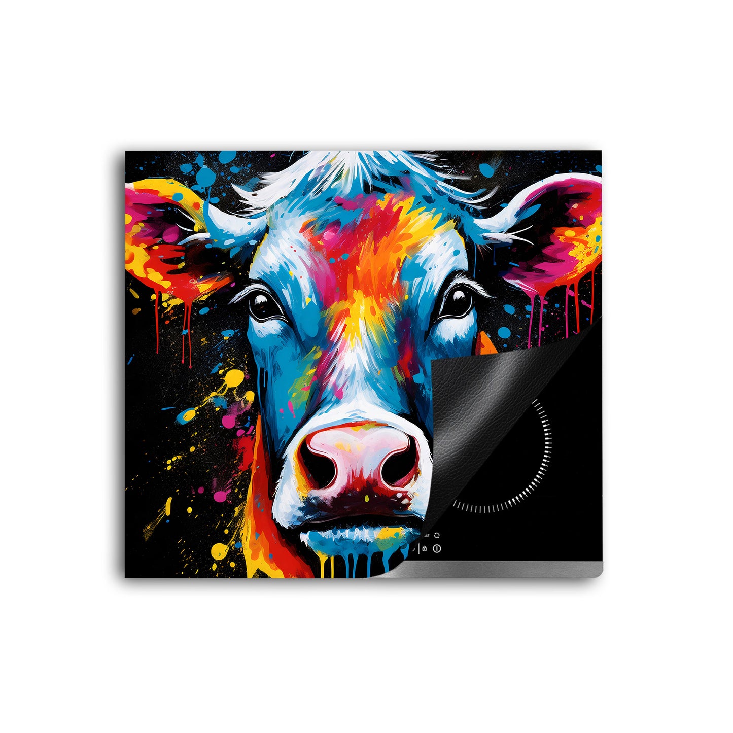 Kuh Pop Art abstrakt Herdabdeckplatte Induktionsschutz für Ceranfeld & Küche Deko