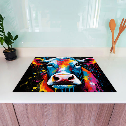 Kuh Pop Art abstrakt Herdabdeckplatte Induktionsschutz für Ceranfeld & Küche Deko