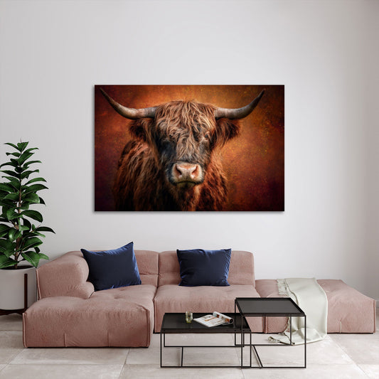 Kuh Portrait Pastell Wandbild im Wohnraum
