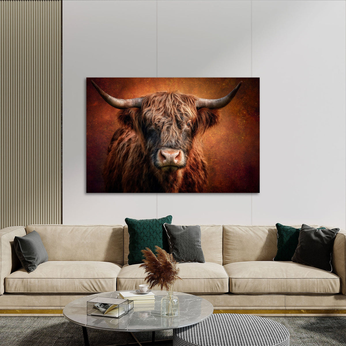 Kuh Portrait Pastell als Leinwandbild