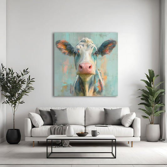 Kuh Portrait als Ölgemälde in kräftigen Tönen Wandbild