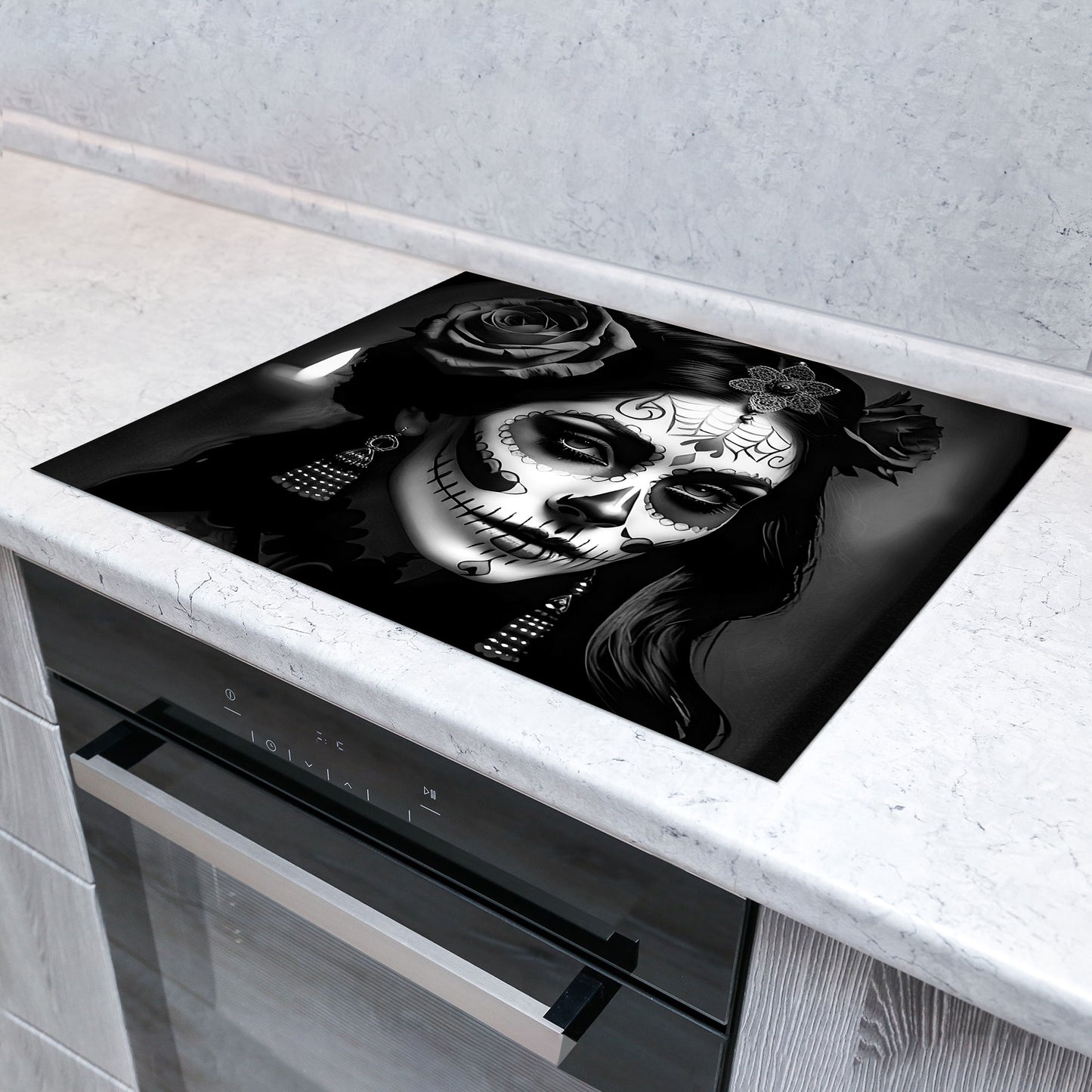 La Calavera Catrina Herdabdeckplatte Induktionsschutz für Ceranfeld & Küche Deko