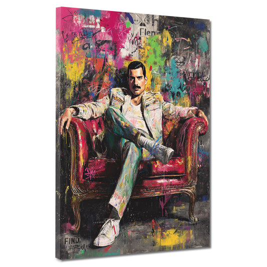 Pop Art Mercury Porträt auf Sofa Urban Style Wandbild
