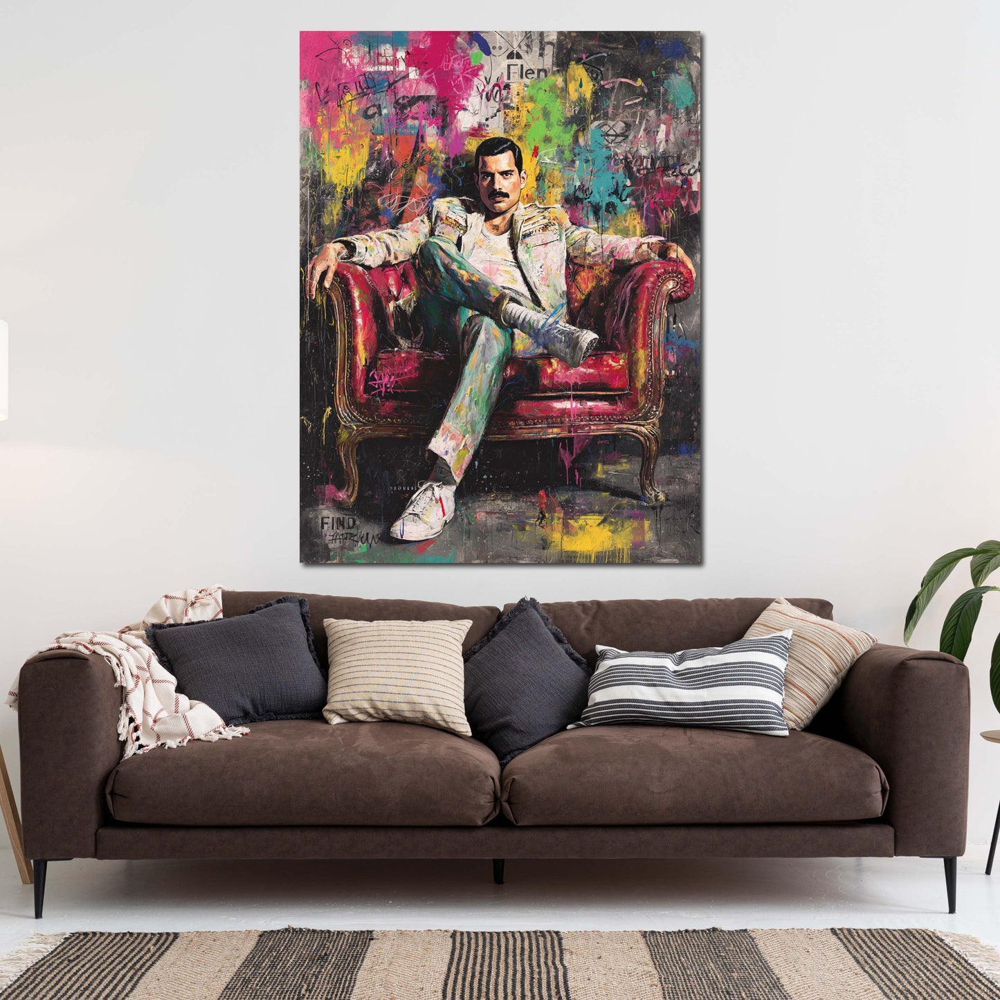 Pop Art Mercury Porträt auf Sofa Urban Style Wandbild
