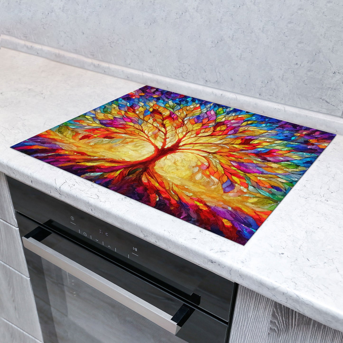 Lebensbaum Baum des Lebens Herdabdeckplatte Induktionsschutz für Ceranfeld & Küche Deko