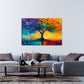 Farbstarkes Baum Wandbild über einem Sofa im Wohnraum