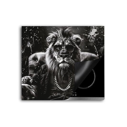 Löwe mit Sonnenbrille Herdabdeckplatte Induktionsschutz für Ceranfeld & Küche Deko