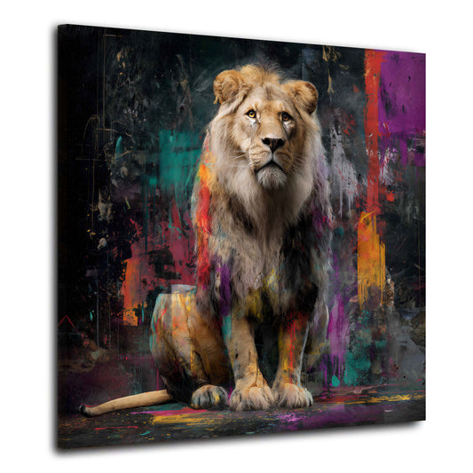 Löwe Pop Art abstrakt Tierporträt Wandbild