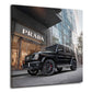 Luxus Auto G-Klasse vor Fashion Store in moderner Stadt Wandbild