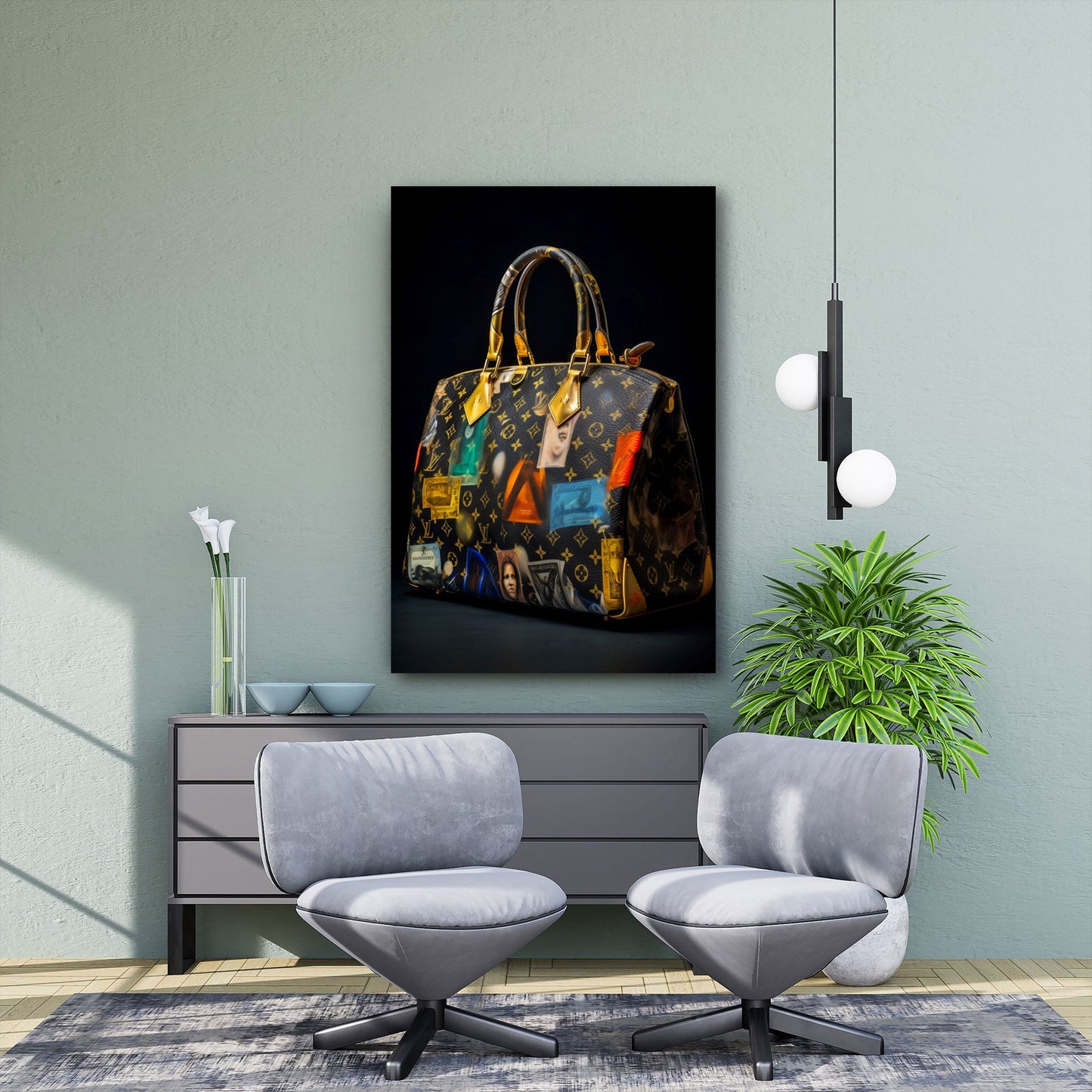Luxus Handtasche Graffiti in Pastelltönen Wandbild