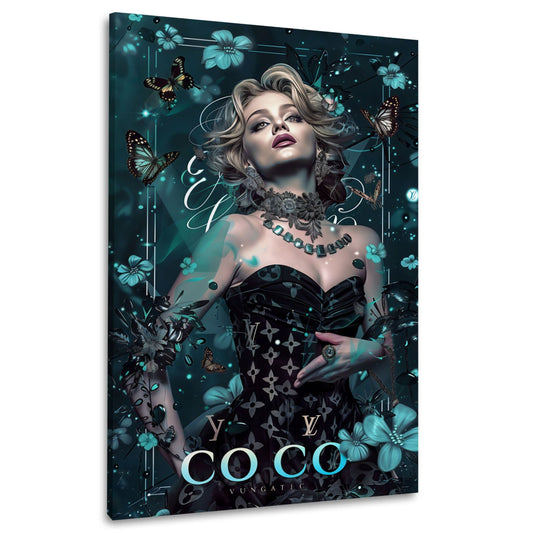 Madonna Porträt mit Schmetterlingen und Blumen Wandbild